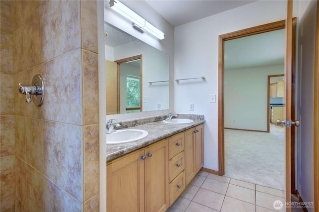 8391 Richmond Park Rd, Birch Bay, WA 98230 - full bath featuring tile patterned flooring, double vanity, and tiled shower