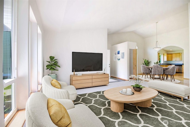 8391 Richmond Park Rd, Birch Bay, WA 98230 - living room with lofted ceiling and arched walkways