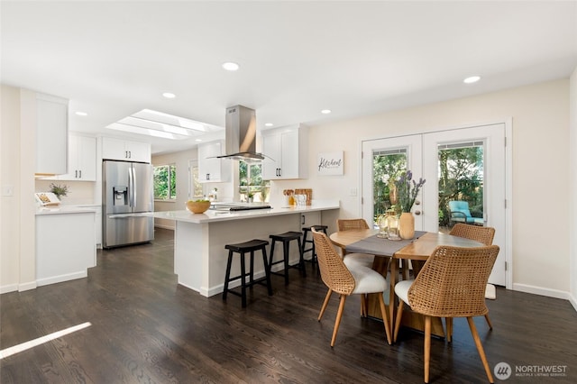 604 N 178th St, Shoreline, WA 98133 - dining room featuring dark wood-style flooring, recessed lighting, and french doors