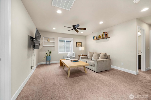 4410 Sentinel Ct, Gig Harbor, WA 98332 - carpeted living area with a ceiling fan and recessed lighting