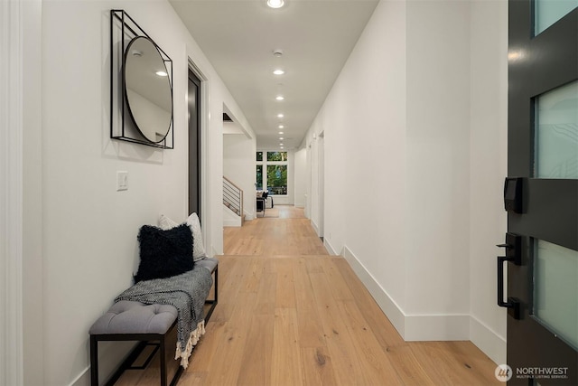 9008 NE 143rd St, Kirkland, WA 98034 - hallway with recessed lighting and light wood-type flooring