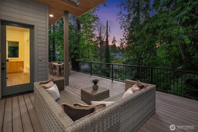 9008 NE 143rd St, Kirkland, WA 98034 - deck featuring outdoor dining area and an outdoor living space