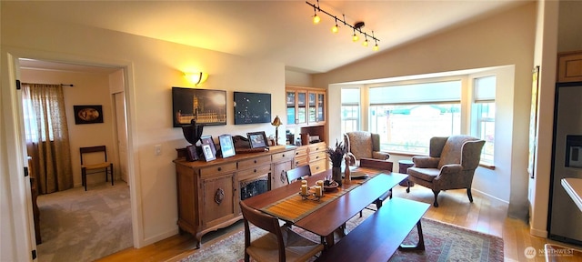 51 Sheree Ln, Sequim, WA 98382 - dining space with vaulted ceiling, healthy amount of natural light, rail lighting, and light wood finished floors