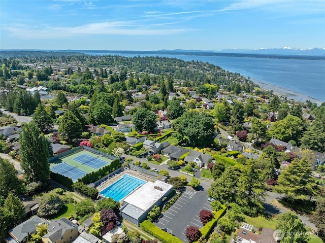 10718 12th Ave NW, Seattle, WA 98177 - bird's eye view of a water and mountain view and a pool area