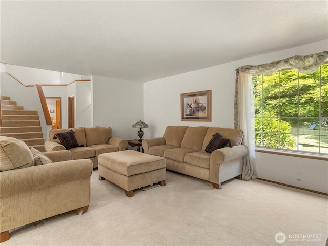7842 Delphi Rd SW, Olympia, WA 98512 - living area with light carpet and stairs