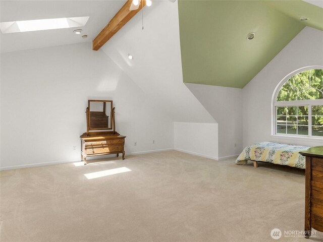 7842 Delphi Rd SW, Olympia, WA 98512 - bedroom featuring a skylight, carpet flooring, and ceiling fan