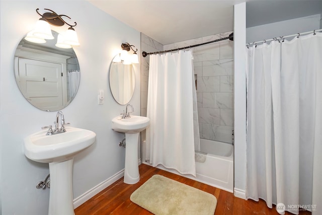 281 Jarvis Rd, Mossyrock, WA 98564 - full bathroom with wood finished floors and shower / bath combination with curtain