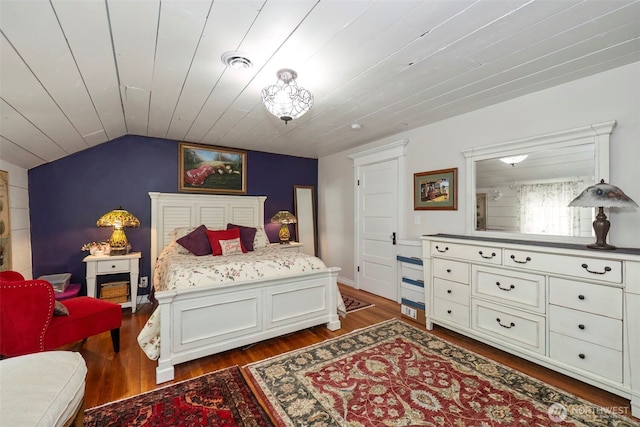 281 Jarvis Rd, Mossyrock, WA 98564 - bedroom with dark wood finished floors, vaulted ceiling, and wood ceiling