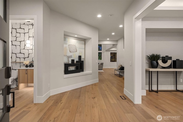 1704 172nd Ct NE, Bellevue, WA 98008 - hall with light wood-type flooring and recessed lighting