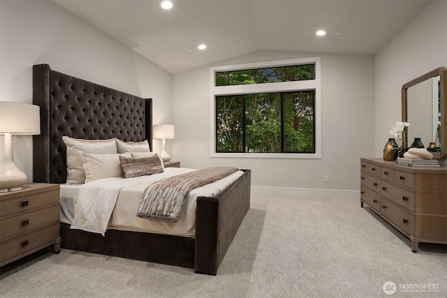 1704 172nd Ct NE, Bellevue, WA 98008 - bedroom featuring lofted ceiling, carpet, and recessed lighting