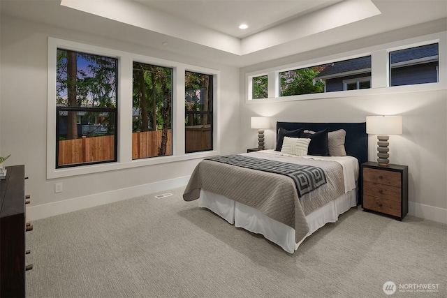 1704 172nd Ct NE, Bellevue, WA 98008 - bedroom featuring a tray ceiling, carpet, and recessed lighting