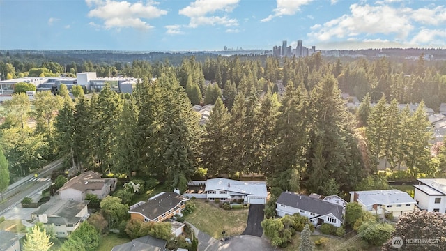 14249 NE 1st St, Bellevue, WA 98007 - aerial overview of property's location with a forest and nearby suburban area