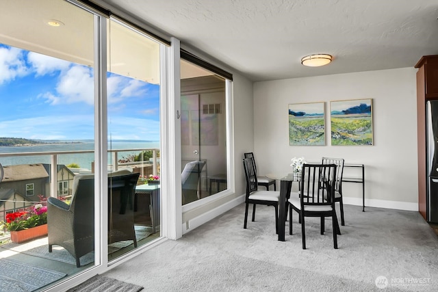 500 W Olympic Pl Unit 401, Seattle, WA 98119 - dining area featuring carpet floors and a water view
