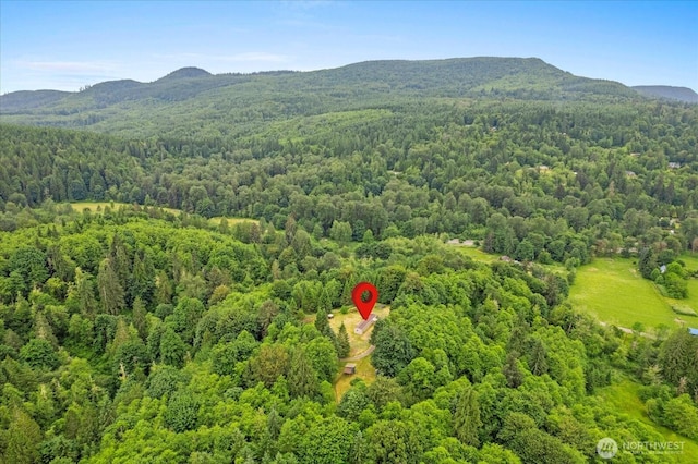 18025 Cedar Ponds Rd, Monroe, WA 98272 - drone / aerial view of a heavily wooded area and a mountain backdrop
