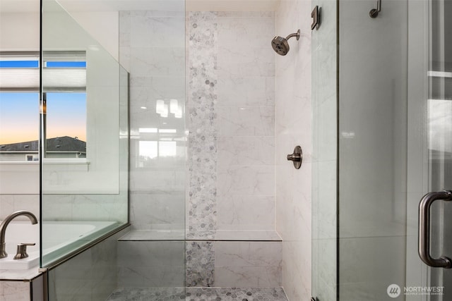 12619 176th St E, Puyallup, WA 98374 - full bath with a stall shower, a bath, and tile walls