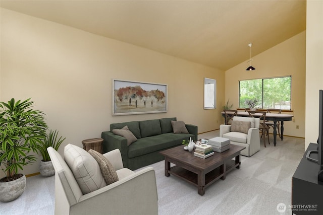 16410 92nd Ave E, Puyallup, WA 98375 - living area with light carpet and high vaulted ceiling