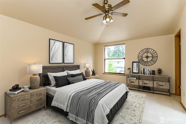 16410 92nd Ave E, Puyallup, WA 98375 - bedroom with light carpet, vaulted ceiling, and ceiling fan