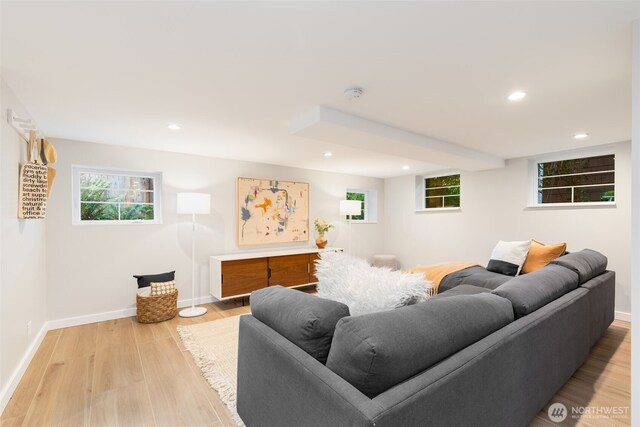 2823 34th Ave S, Seattle, WA 98144 - living room featuring light wood-style flooring, recessed lighting, and plenty of natural light