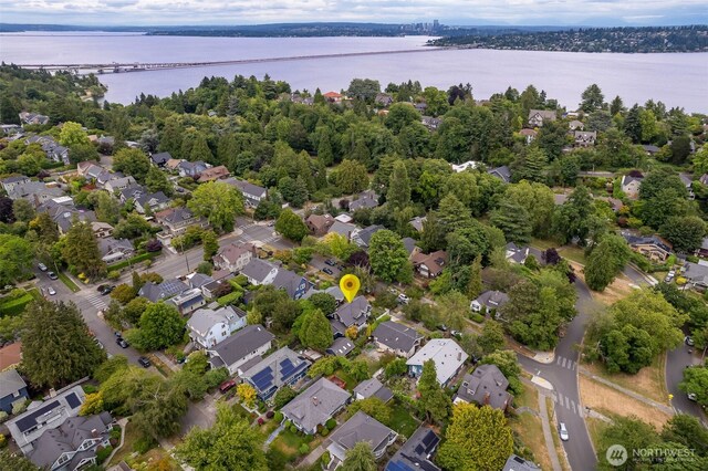 2823 34th Ave S, Seattle, WA 98144 - aerial perspective of suburban area featuring a nearby body of water and a notable bridge