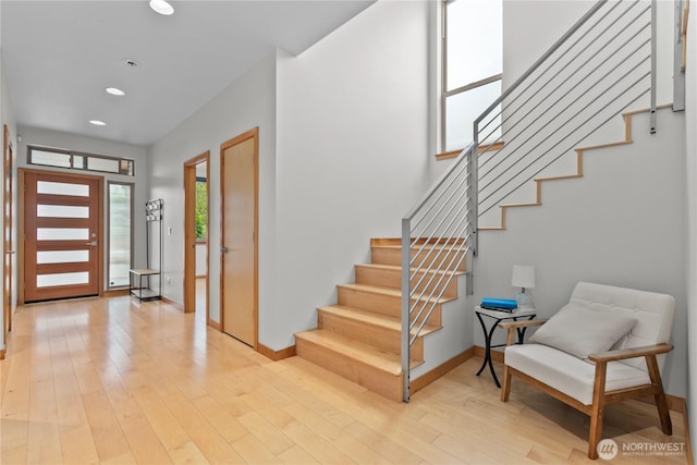 3800 SW Holden St, Seattle, WA 98126 - foyer entrance featuring stairs, recessed lighting, and light wood-style floors