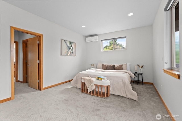 3800 SW Holden St, Seattle, WA 98126 - bedroom with an AC wall unit, carpet, and recessed lighting