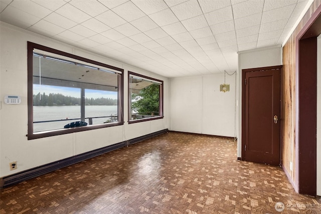 2120 E Spencer Lake Rd, Shelton, WA 98584 - spare room with a water view and crown molding