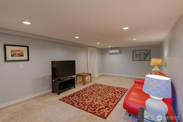 1328 Grant St, Walla Walla, WA 99362 - carpeted living room with recessed lighting and a wall unit AC
