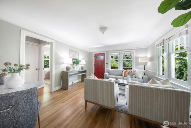 2110 N 88th St, Seattle, WA 98103 - living area with ornamental molding and wood finished floors