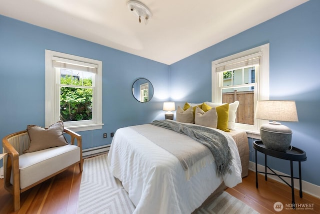 2110 N 88th St, Seattle, WA 98103 - bedroom featuring baseboard heating and wood finished floors