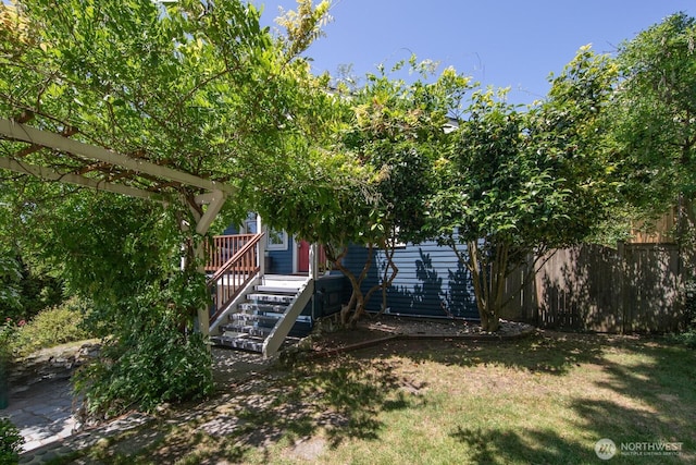 2110 N 88th St, Seattle, WA 98103 - view of yard with a deck and a pergola