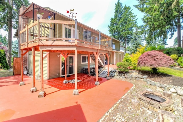 502 SW 326th St, Federal Way, WA 98023 - back of house with a fire pit, stairs, a patio area, and a deck