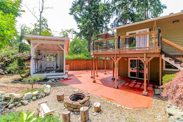 502 SW 326th St, Federal Way, WA 98023 - view of patio / terrace featuring an outdoor fire pit and a wooden deck
