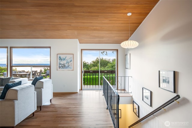 432 SW 206th St, Normandy Park, WA 98166 - living area with wood finished floors, wooden ceiling, and lofted ceiling