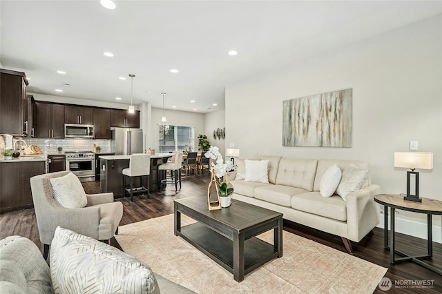 18405 15th Ave W, Lynnwood, WA 98037 - living area with recessed lighting and dark wood-style flooring