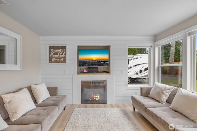 21206 9th Ave SE, Bothell, WA 98021 - living room with wood finished floors and a glass covered fireplace