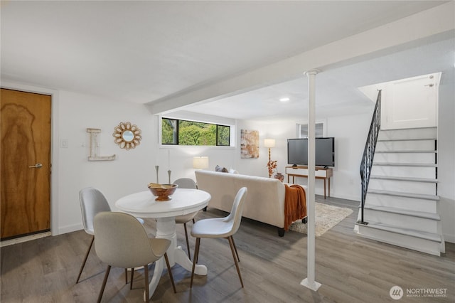 13247 2nd Ave NW, Seattle, WA 98177 - dining space with stairway and wood finished floors