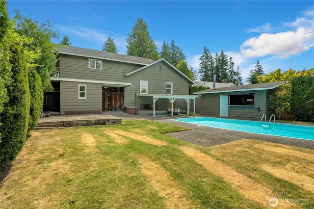 13247 2nd Ave NW, Seattle, WA 98177 - rear view of house featuring a pergola, a patio, a yard, and an outdoor pool