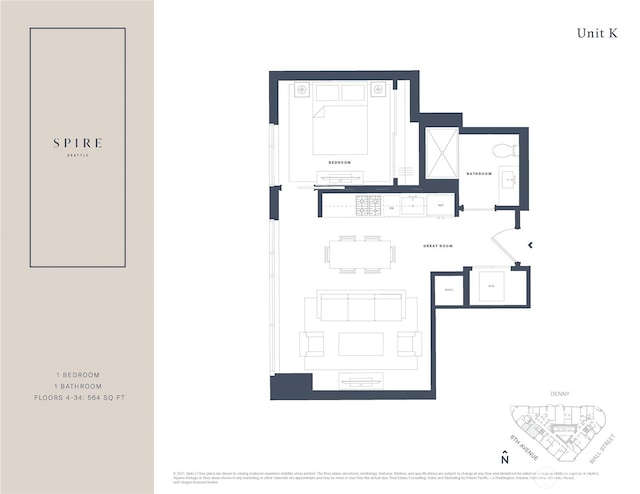 2510 6th Ave Unit 3107, Seattle, WA 98121 - view of floor plan / room layout