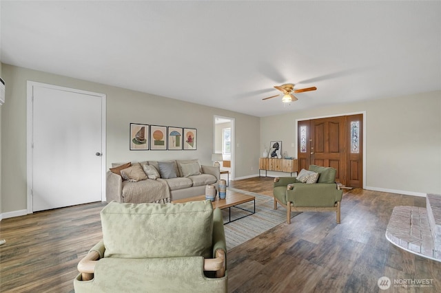 120 E Mason Ave, Buckley, WA 98321 - living area featuring wood finished floors and ceiling fan