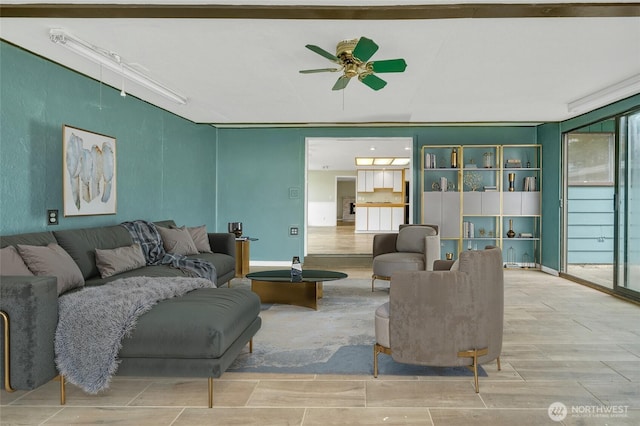 120 E Mason Ave, Buckley, WA 98321 - living room featuring a ceiling fan and wood finished floors