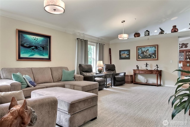2237 Mcdonald Ave, Dupont, WA 98327 - carpeted living room with crown molding and vaulted ceiling