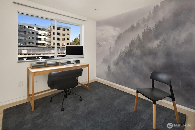 2241 Fairview Ave E Unit B, Seattle, WA 98102 - office area featuring an accent wall and baseboards