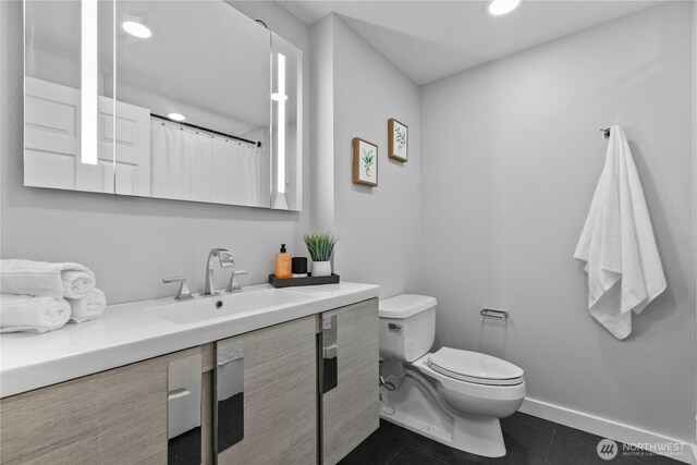 177 NE 107th Ave Unit 1601, Bellevue, WA 98004 - full bath with vanity, tile patterned flooring, and recessed lighting