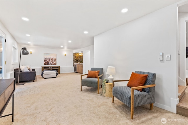 7006 20th Ave NE, Seattle, WA 98115 - sitting room featuring recessed lighting, carpet, and stairway