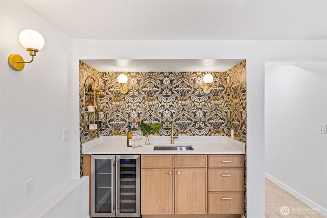 7006 20th Ave NE, Seattle, WA 98115 - indoor wet bar featuring wine cooler and baseboards