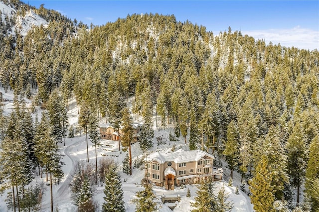 6730 Forest Ridge Dr, Wenatchee, WA 98801 - snowy aerial view with a forest view and a mountain view