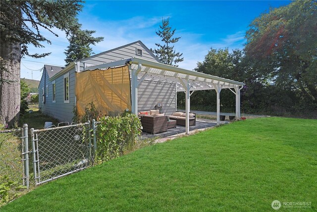 373 Adams Ave, Morton, WA 98356 - view of yard with an outdoor living space, a pergola, and a patio
