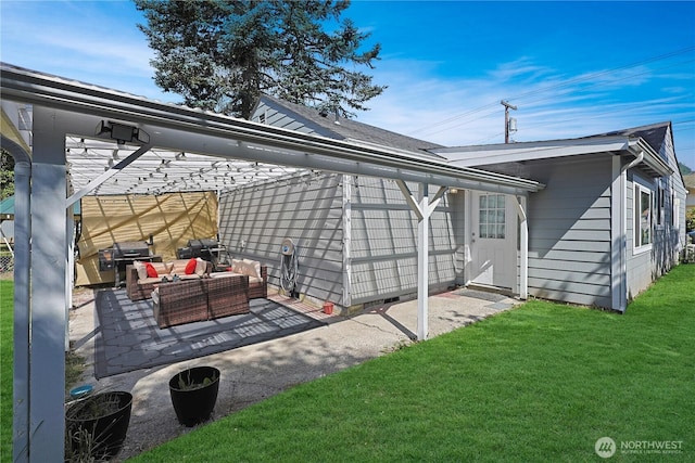 373 Adams Ave, Morton, WA 98356 - back of house with an outdoor hangout area, a patio area, and a lawn