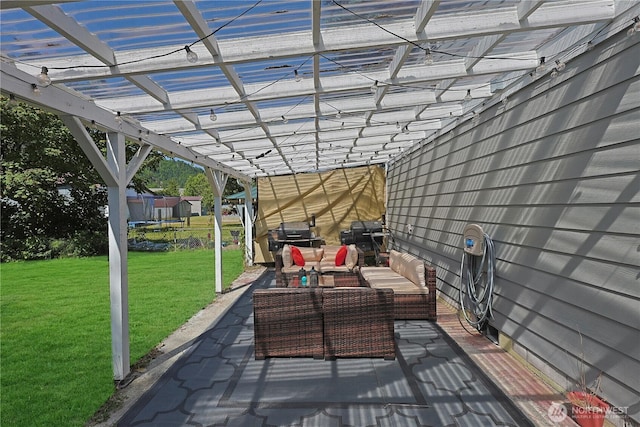373 Adams Ave, Morton, WA 98356 - view of patio / terrace featuring an outdoor living space, a grill, and a pergola