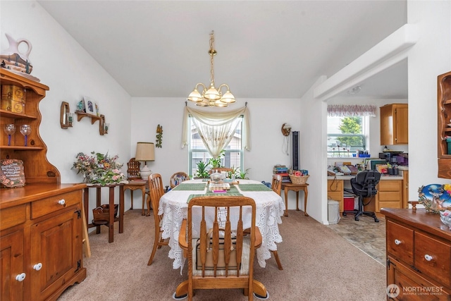523 N 7th Ave, Sequim, WA 98382 - dining area with a chandelier, an office area, and light colored carpet